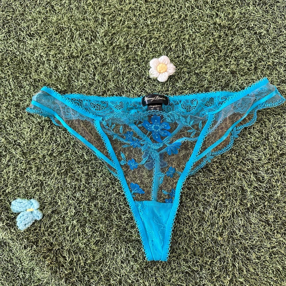 Honey Birdette Sabrina Blue Floral Thong